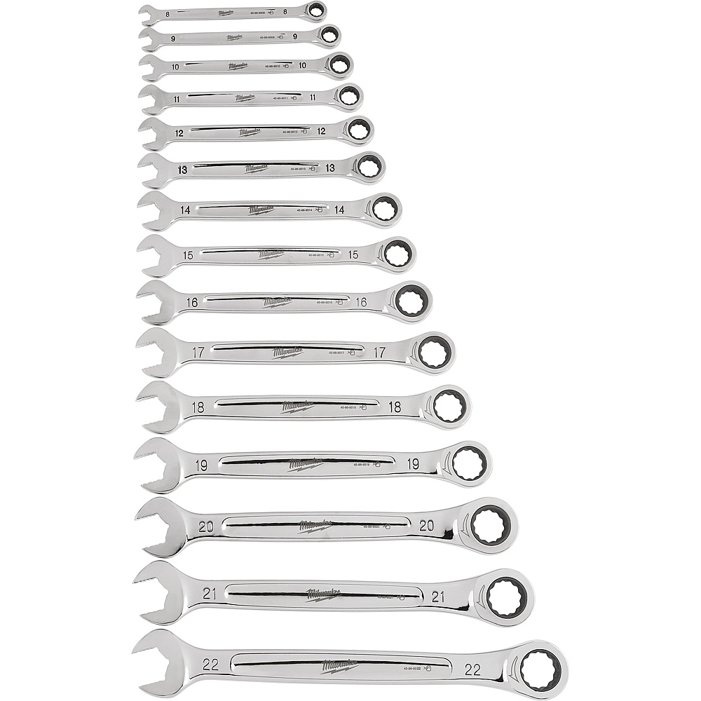Milwaukee 48-22-9516 15pc Ratcheting Combination Wrench Set - Metric