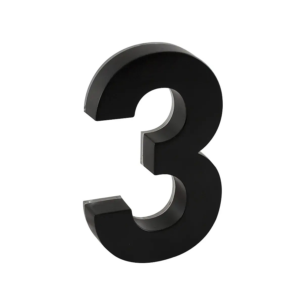 Taymor 25-LEDF63 6" LED Backlit House Number (#3) - Matte Black