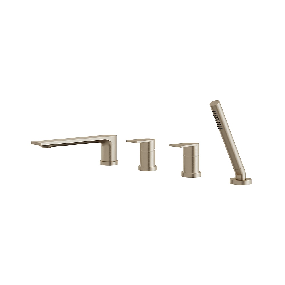 Aquabrass ABFB92017BN Alpha Deck Tub Filler with Handshower & 2 Mixers - Brushed Nickel