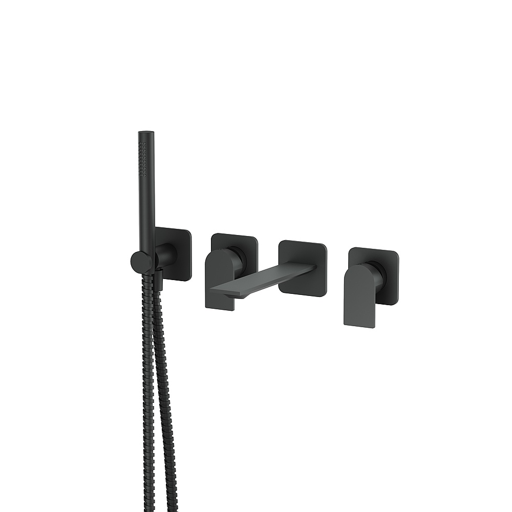 Aquabrass ABFC92N04BK Alpha Wall Tub Filler with Handshower-Trim - Matte Black