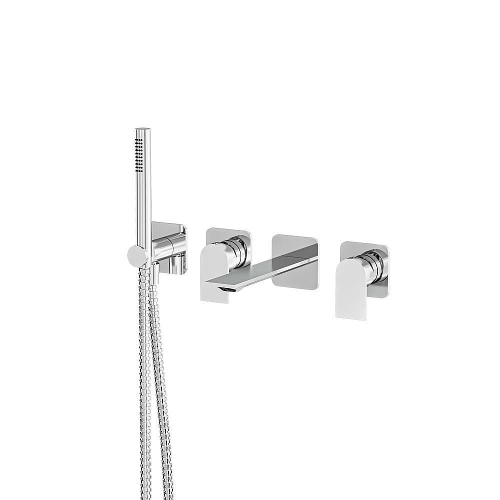 Aquabrass ABFC92N04PC Alpha Wall Tub Filler with Handshower-Trim - Polished Chrome