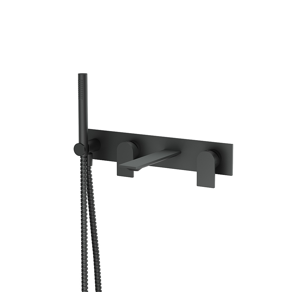 Aquabrass ABFC92N04SBK Alpha Wall Tub Filler with Handshower-Trim - Matte Black