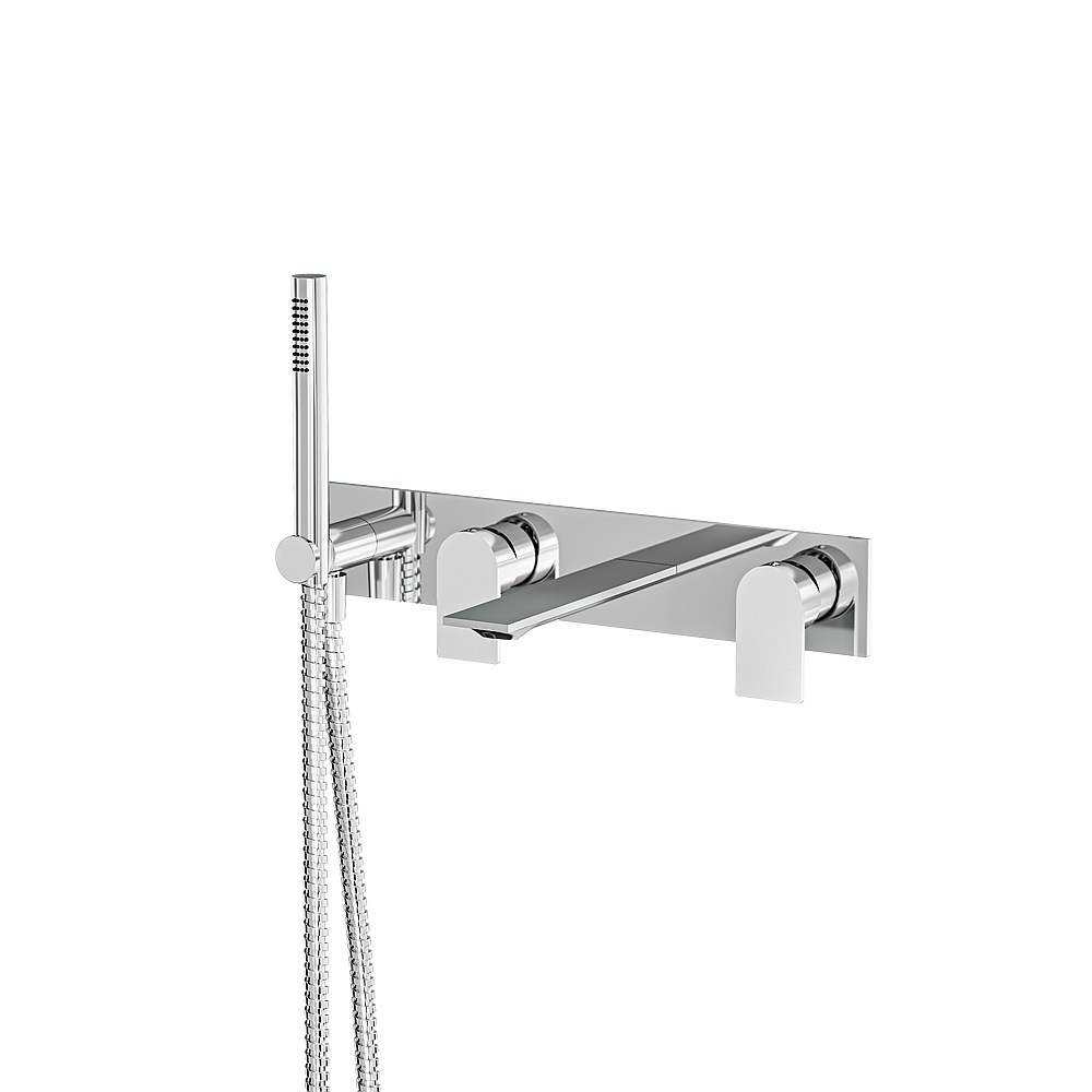 Aquabrass ABFC92N04SPC Alpha Wall Tub Filler with Handshower-Trim - Polished Chrome