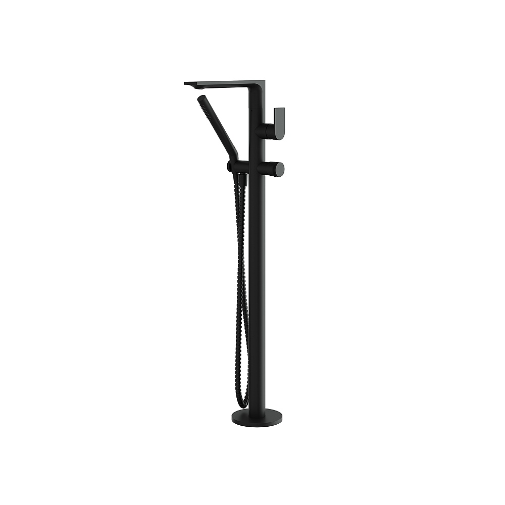 Aquabrass ABFB92NN85BK Alpha Floormount Tub Filler with Handshower - Matte Black