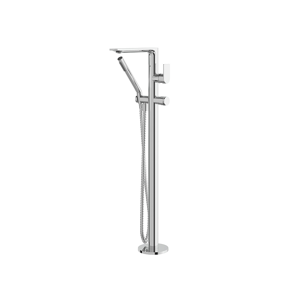 Aquabrass ABFB92NN85PC Alpha Floormount Tub Filler with Handshower - Polished Chrome
