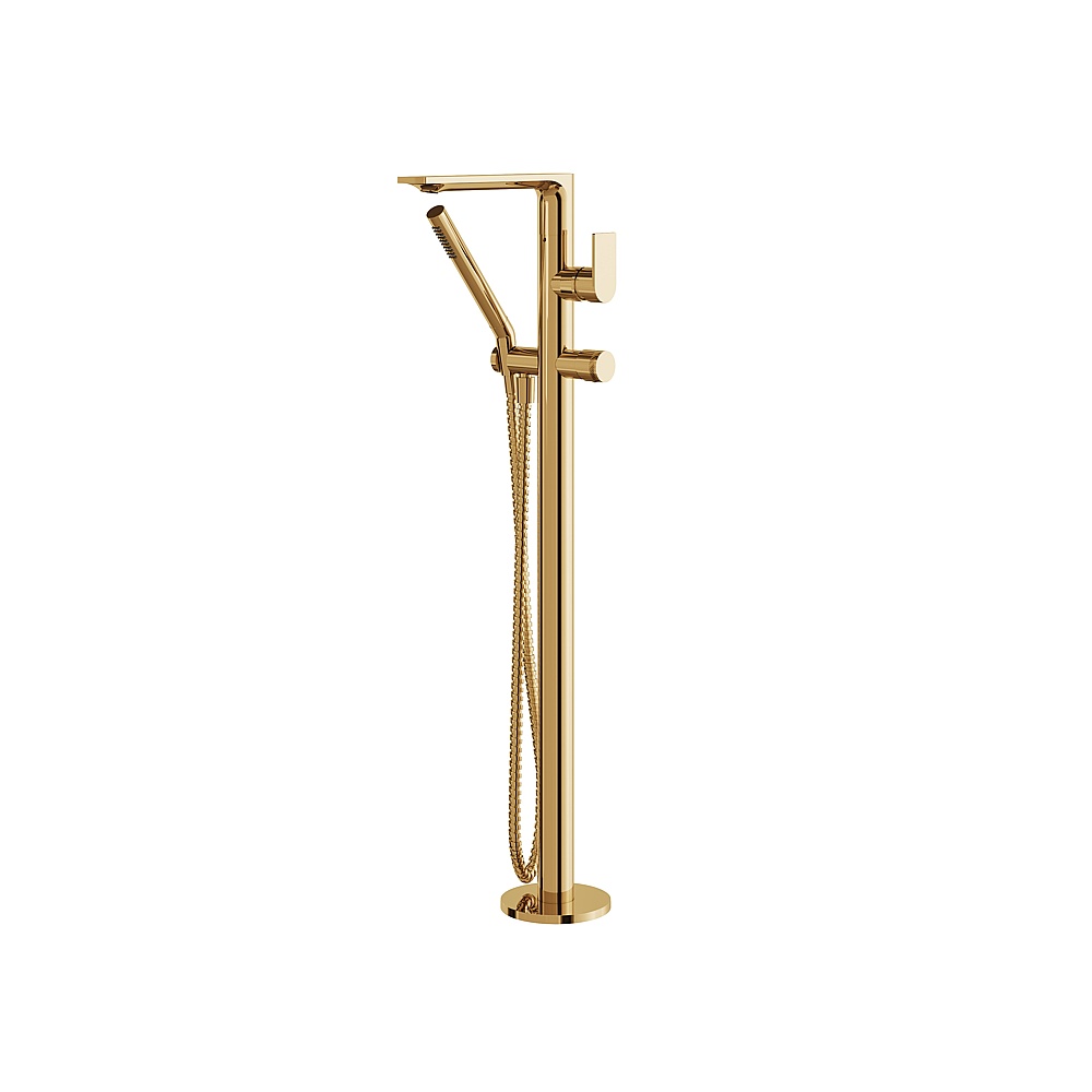 Aquabrass ABFB92NN85PGD Alpha Floormount Tub Filler with Handshower - Polished Gold