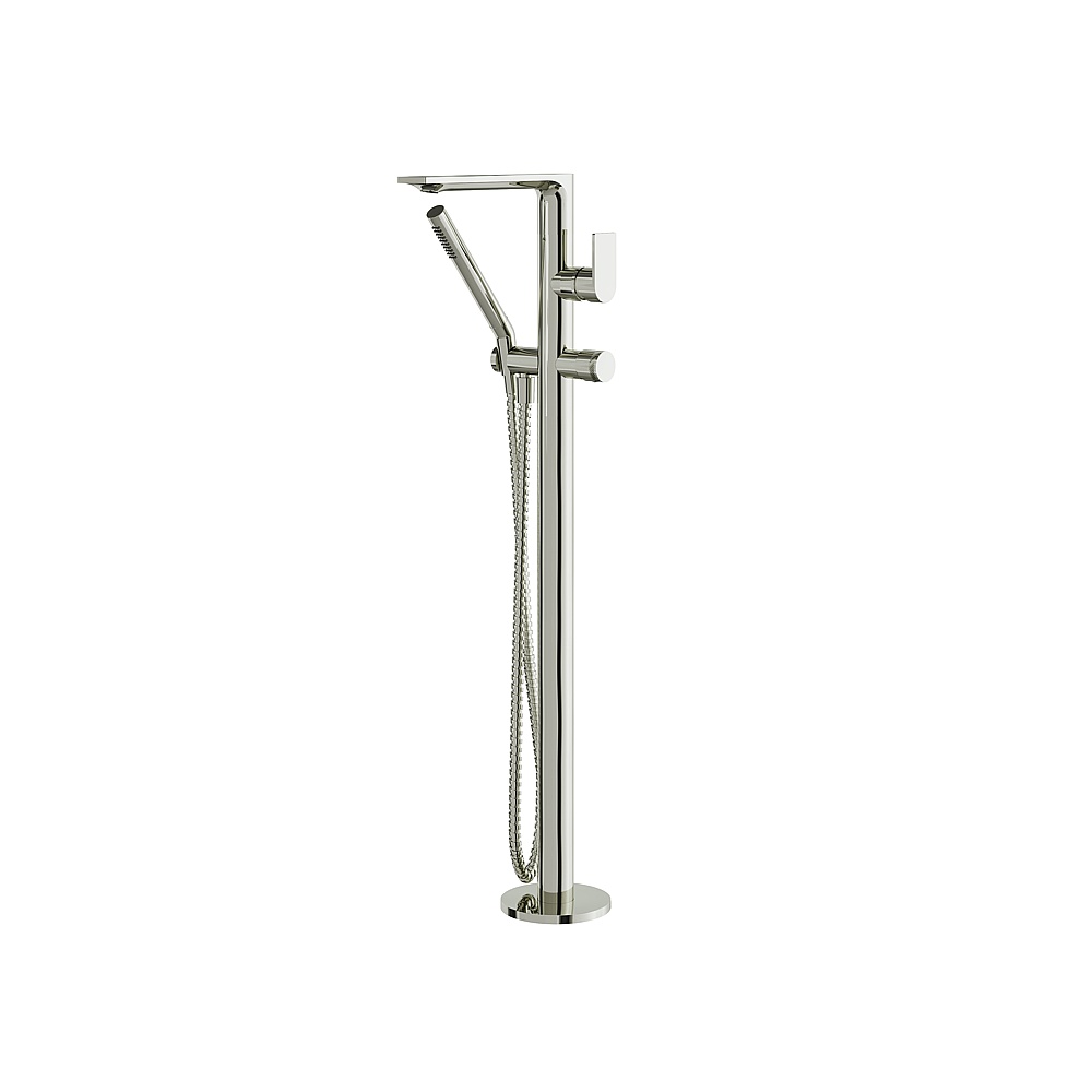 Aquabrass ABFB92NN85PN Alpha Floormount Tub Filler with Handshower - Polished Nickel