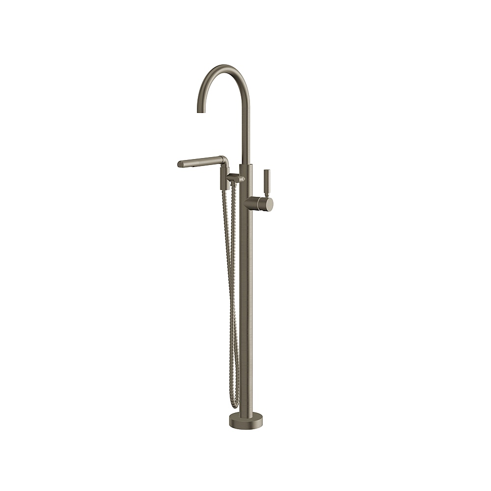 Aquabrass ABFB48085BBC Aria Floormount Tub Filler with Hand Shower - Brushed Black Chrome