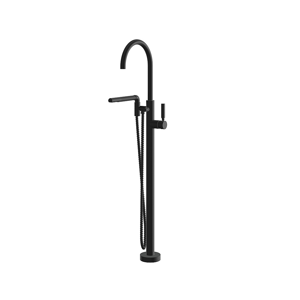 Aquabrass ABFB48085BK Aria Floormount Tub Filler with Hand Shower - Black