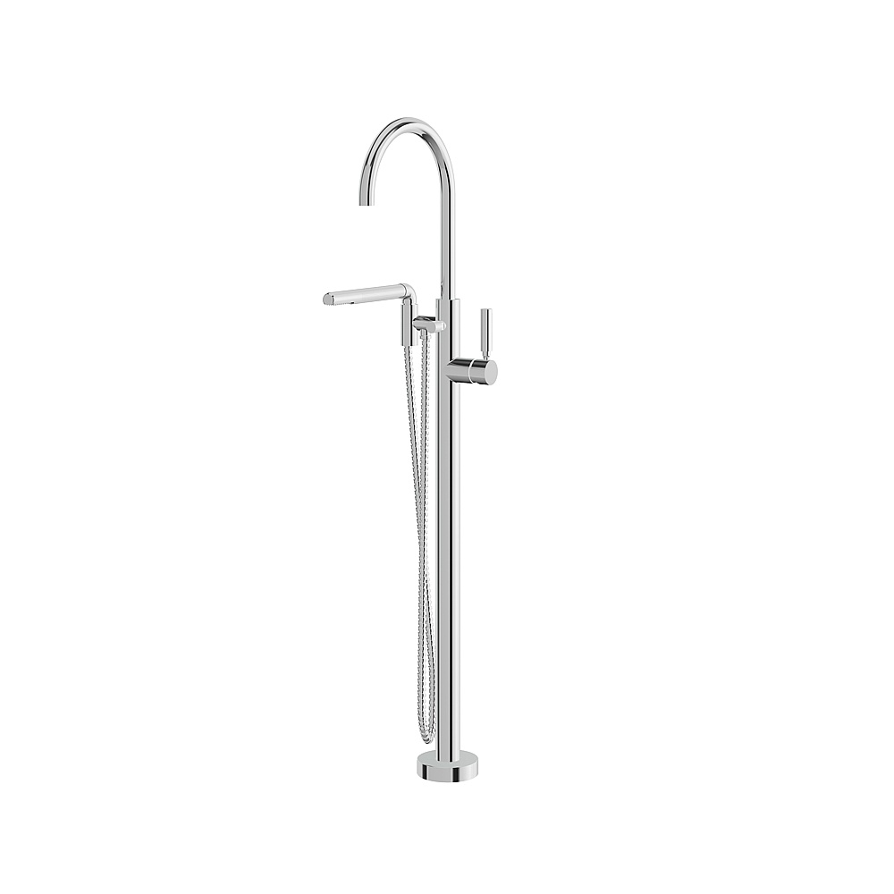 Aquabrass ABFB48085PC Aria Floormount Tub Filler with Hand Shower - Polished Chrome