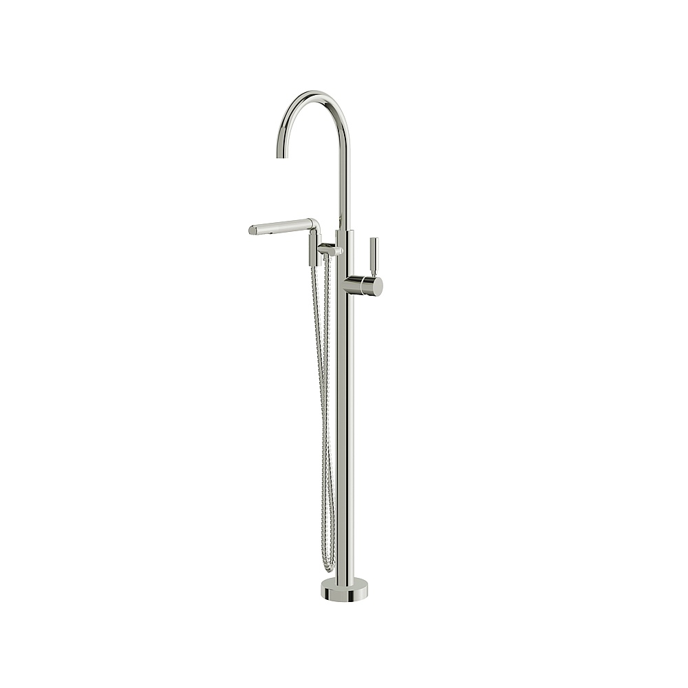 Aquabrass ABFB48085PN Aria Floormount Tub Filler with Hand Shower - Polished Nickel