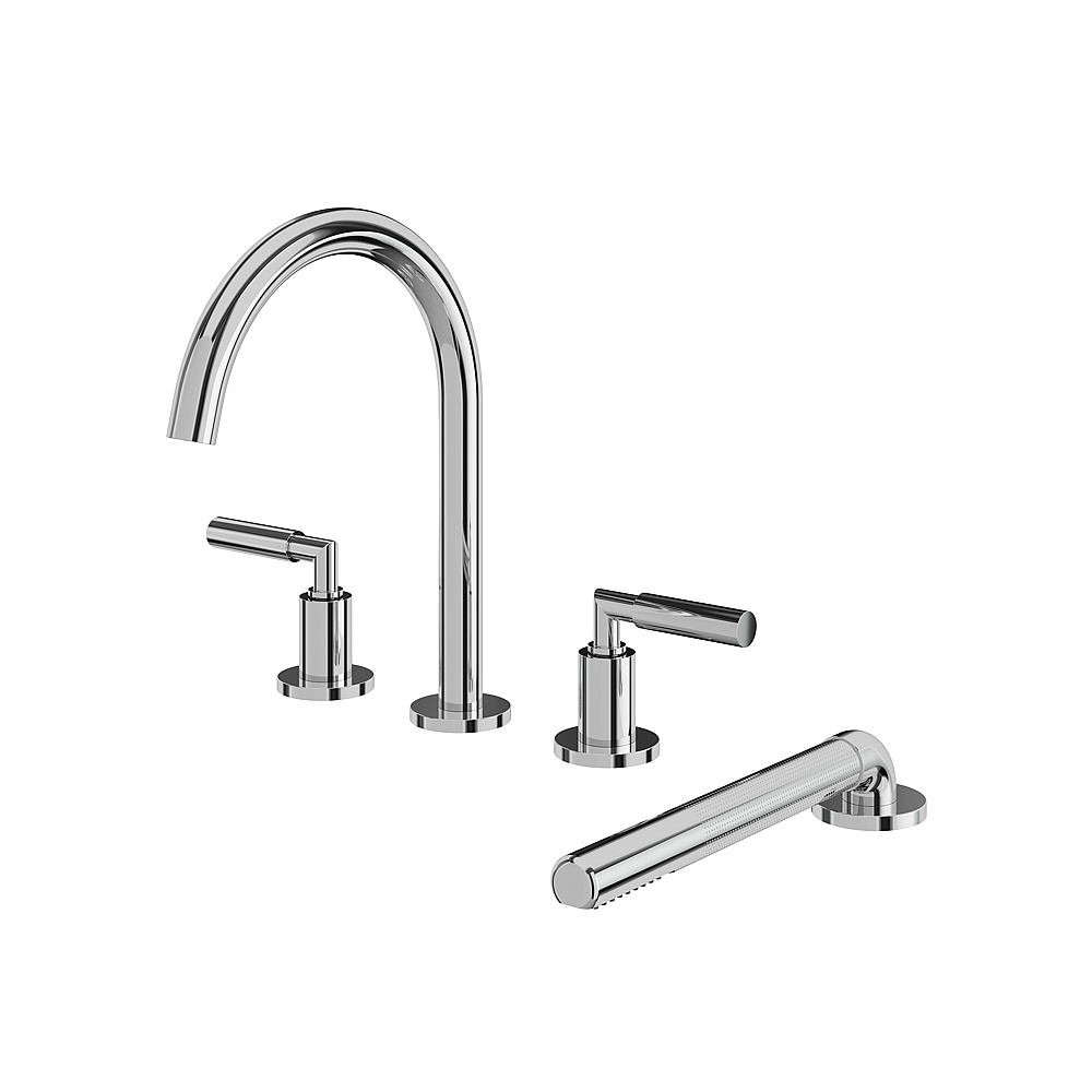 Aquabrass ABFB48018PC Aria 4 Piece Deck Tub Filler with Hand Shower - Polished Chrome