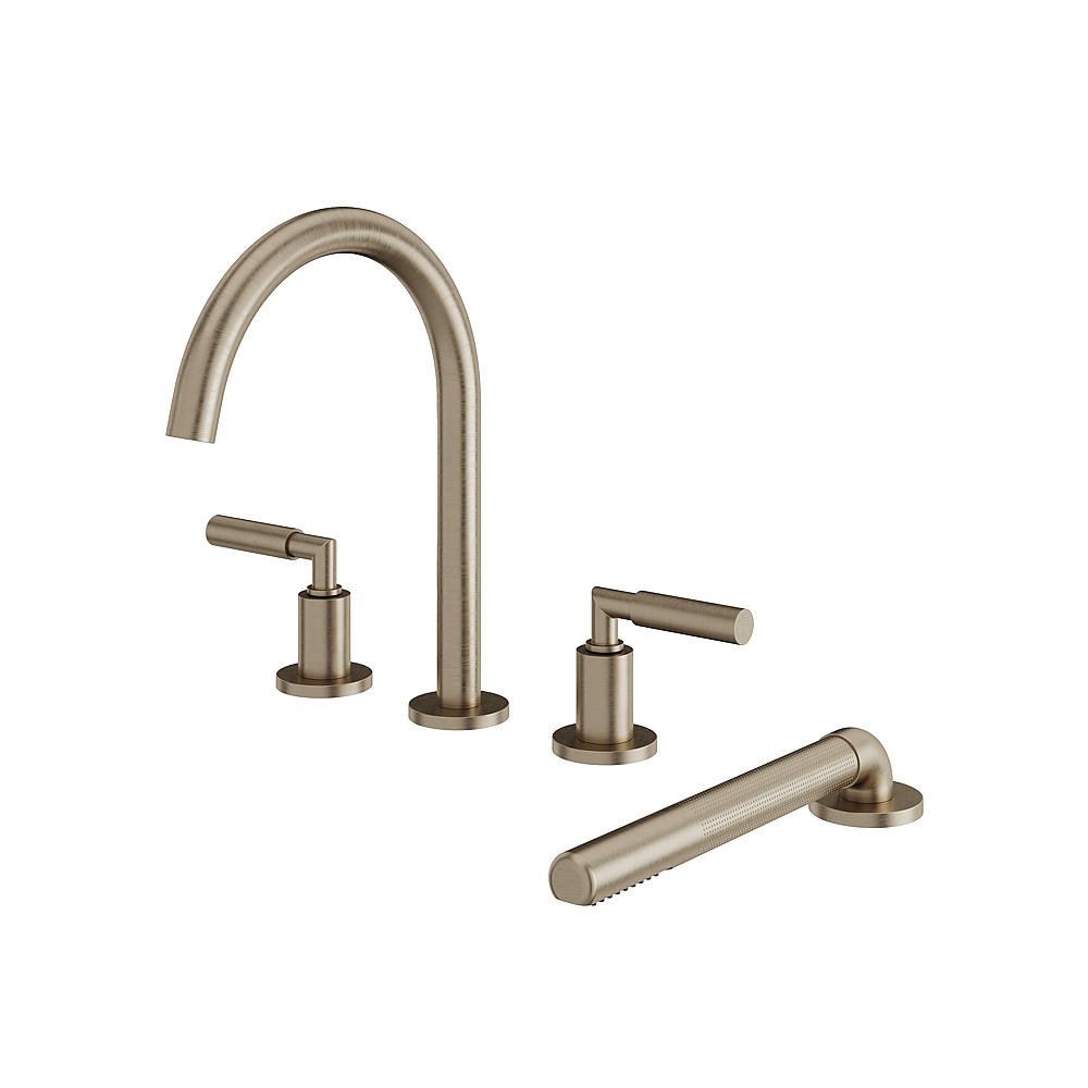 Aquabrass ABFB48018BN Aria 4 Piece Deck Tub Filler with Hand Shower - Brushed Nickel