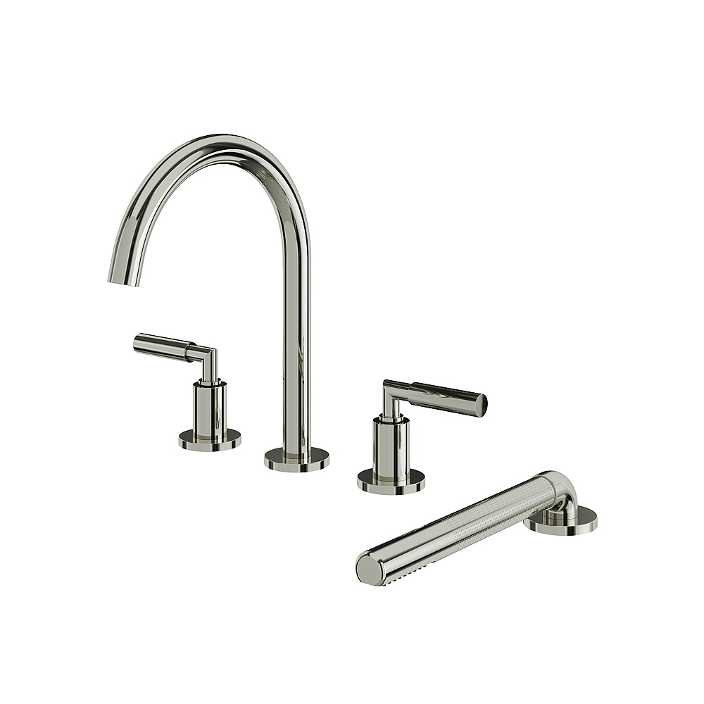 Aquabrass ABFB48018PN Aria 4 Piece Deck Tub Filler with Hand Shower - Polished Nickel