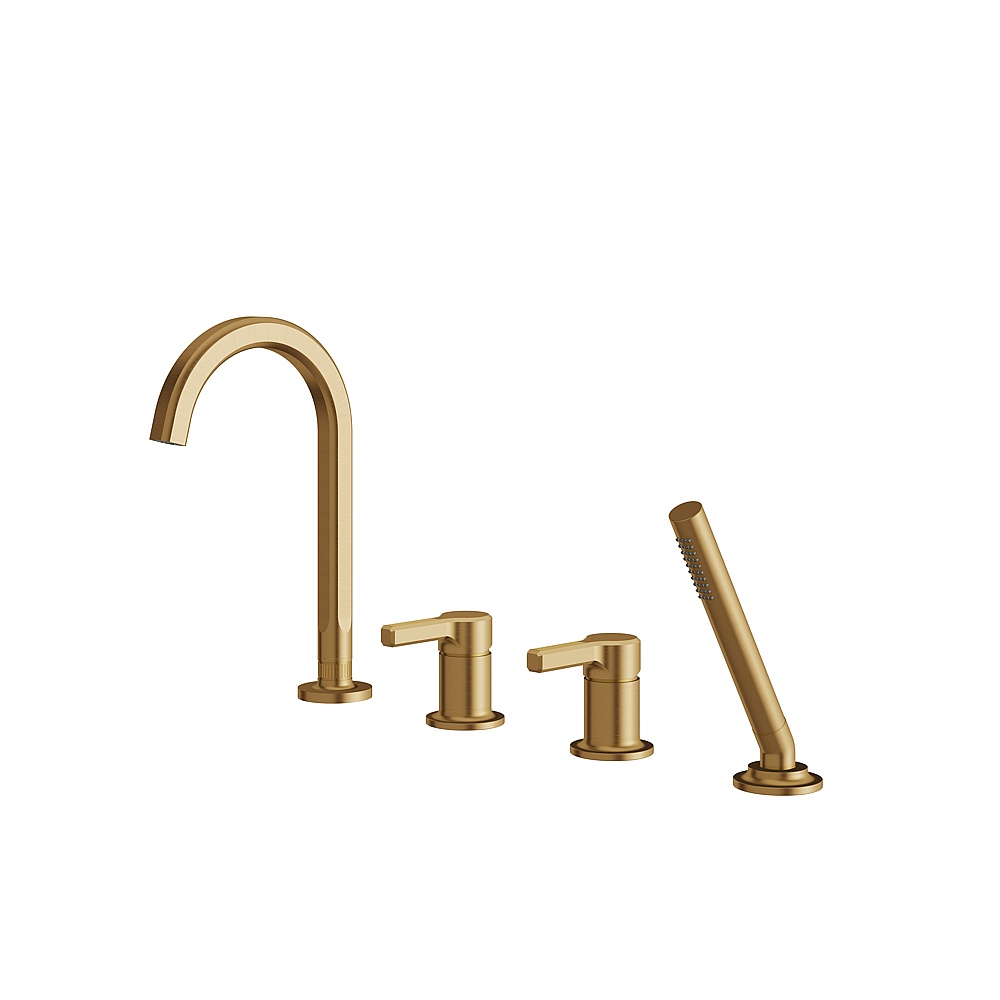 Aquabrass ABFB47017BGD Ariston Deck Tub Fill with Handshower & 2 Mixers - Brushed Gold