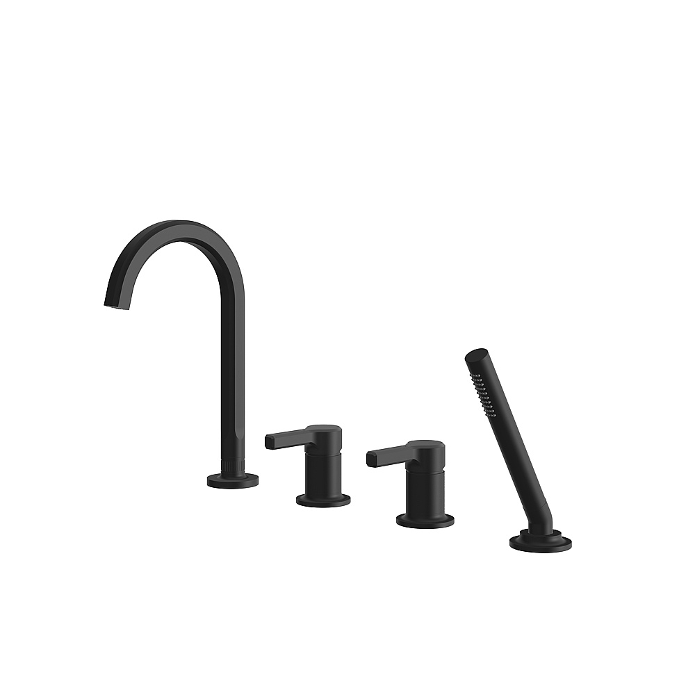 Aquabrass ABFB47017BK Ariston Deck Tub Fill with Handshower & 2 Mixers - Black
