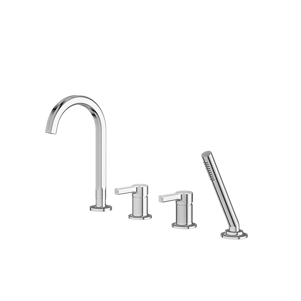 Aquabrass ABFB47017PC Ariston Deck Tub Fill with Handshower & 2 Mixers - Polished Chrome