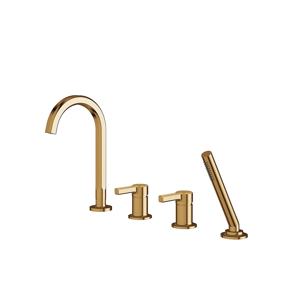Aquabrass ABFB47017PGD Ariston Deck Tub Fill with Handshower & 2 Mixers - Polished Gold