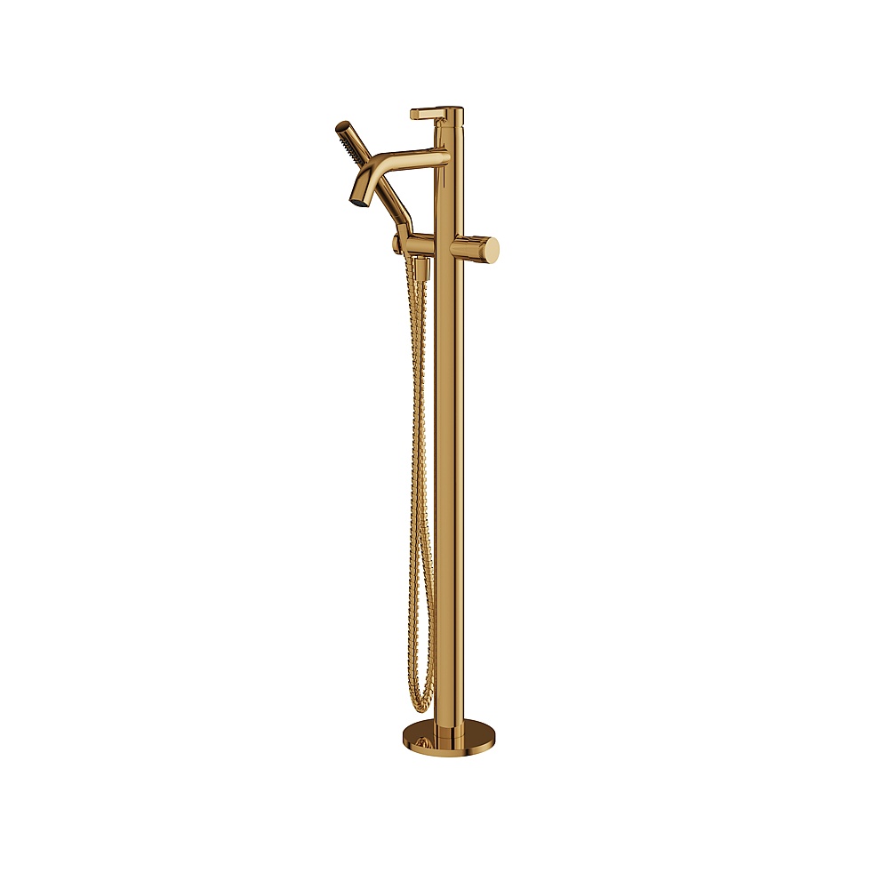 Aquabrass ABFB47085PGD Ariston Floor Tub Filler with Handshower - Polished Gold