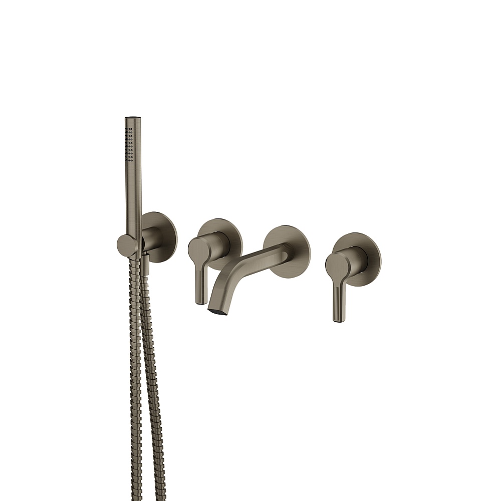 Aquabrass ABFC47004BBC Ariston Wall Tub Fill with Handshower - Brushed Black Chrome