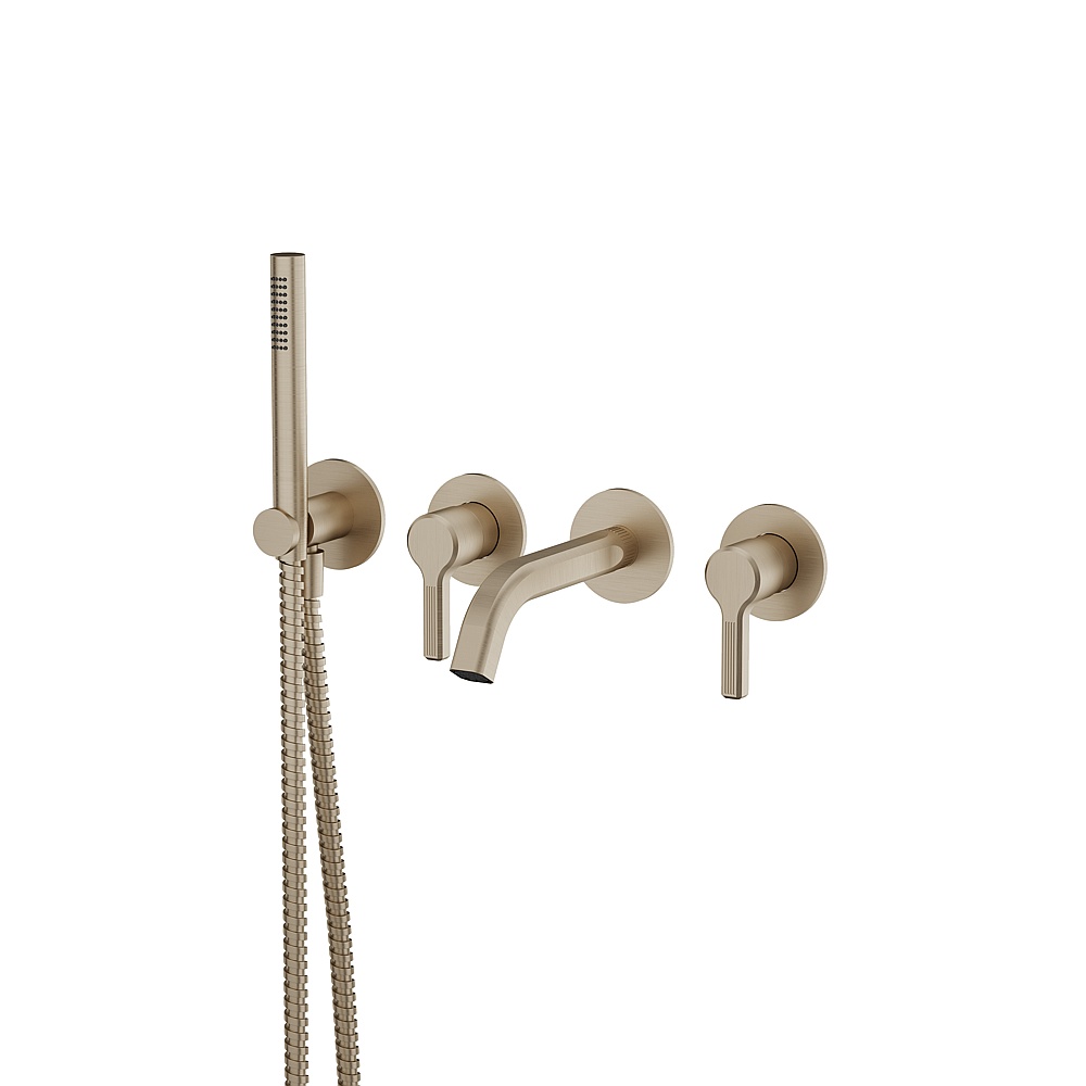 Aquabrass ABFC47004BN Ariston Wall Tub Fill with Handshower - Brushed Nickel