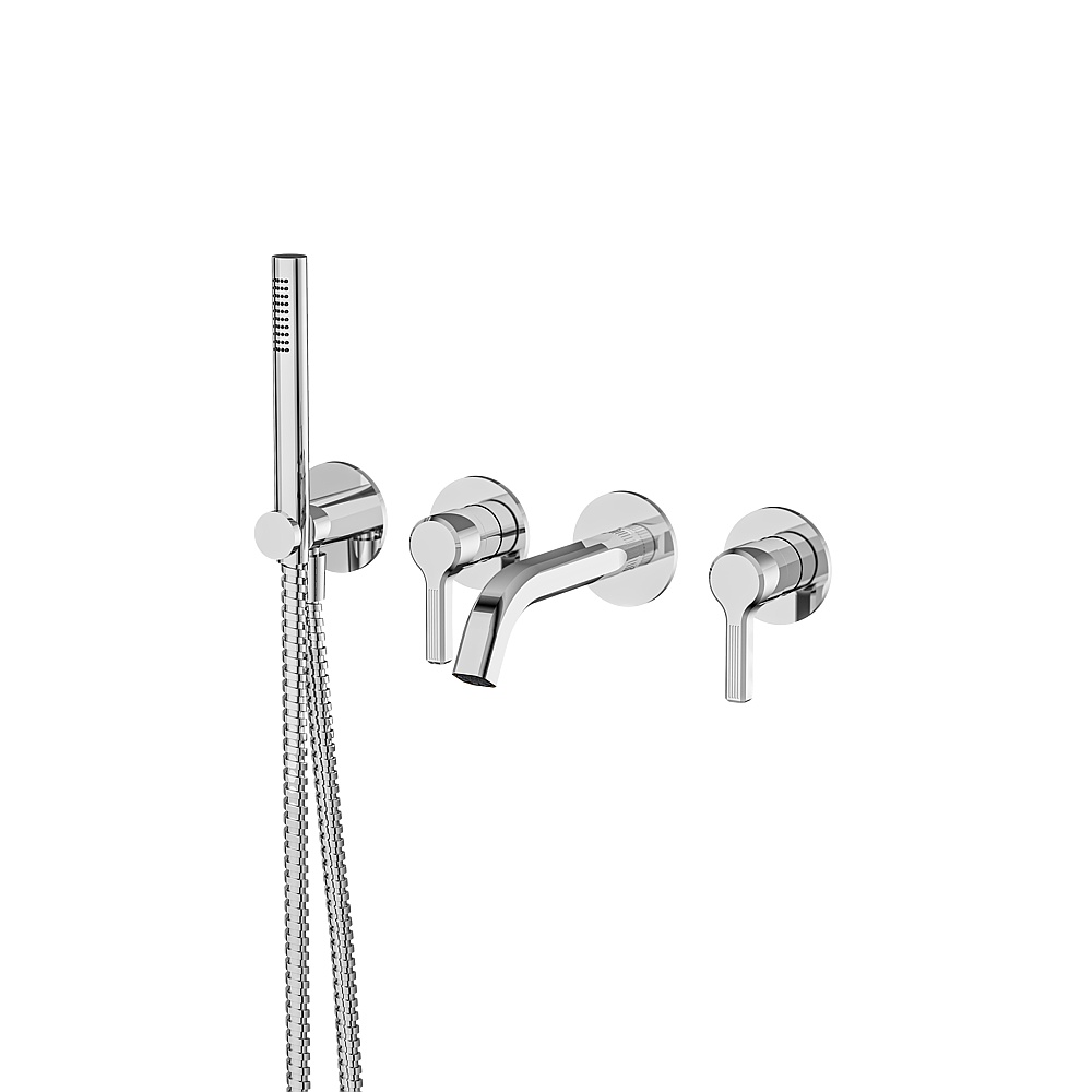 Aquabrass ABFC47004PC Ariston Wall Tub Fill with Handshower - Polished Chrome