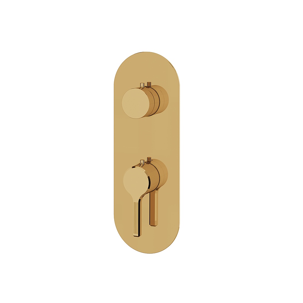 Aquabrass ABSTR9347PGD Ariston Trim Set 3-Way Non-Shared for T12123 Valve - Polished Gold