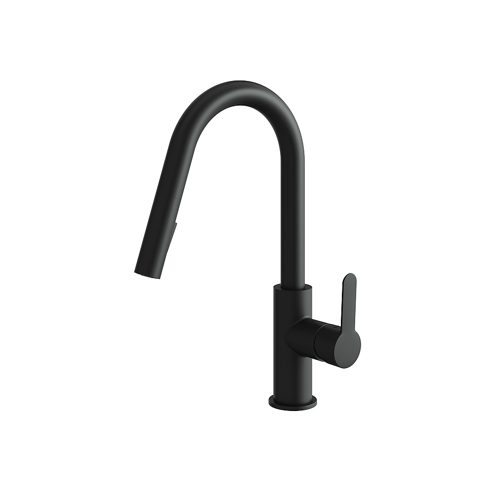 Aquabrass ABFK6545NEBK Barley Pull-Down Dual Stream Kitchen Faucet - Electro Black