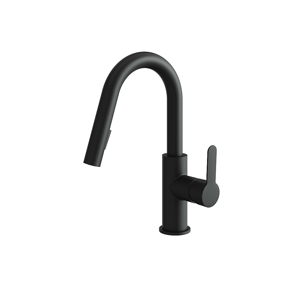 Aquabrass ABFK6545BEBK Barley Prep Pull-Down Dual Stream Kitchen Faucet - Electro Black