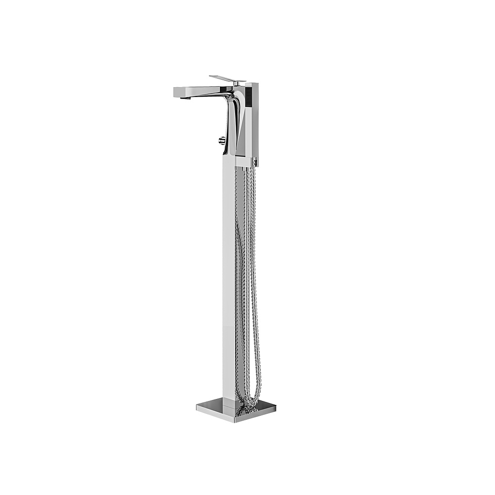Aquabrass ABFB19N85PC Chicane Floormount Tub Filler with Handshower - Polished Chrome