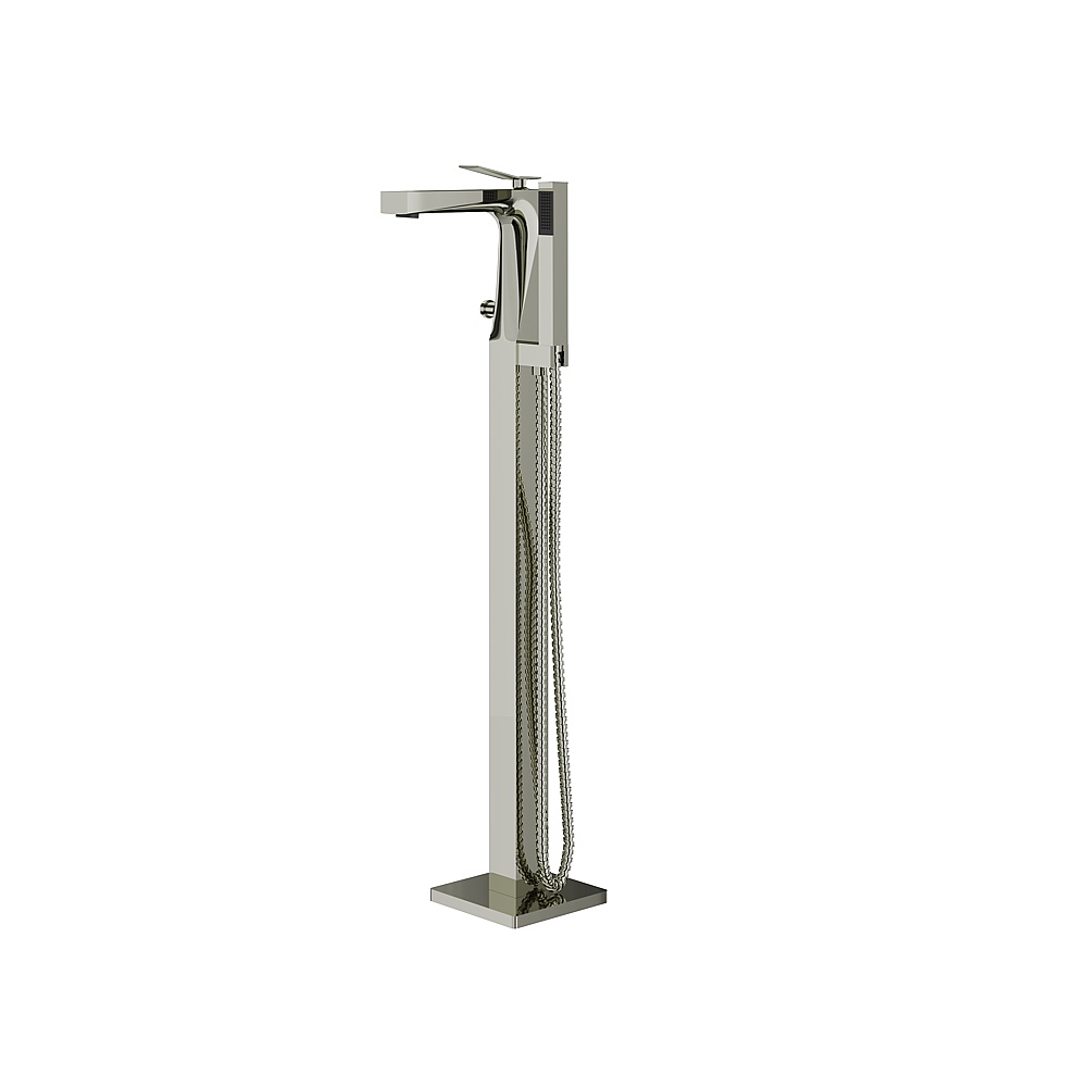 Aquabrass ABFB19N85PN Chicane Floormount Tub Filler with Handshower - Polished Nickel
