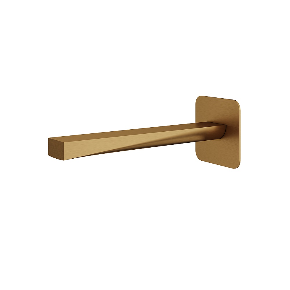 Aquabrass ABSC19032BGD Chicane 9" Square Tub Spout - Brushed Gold
