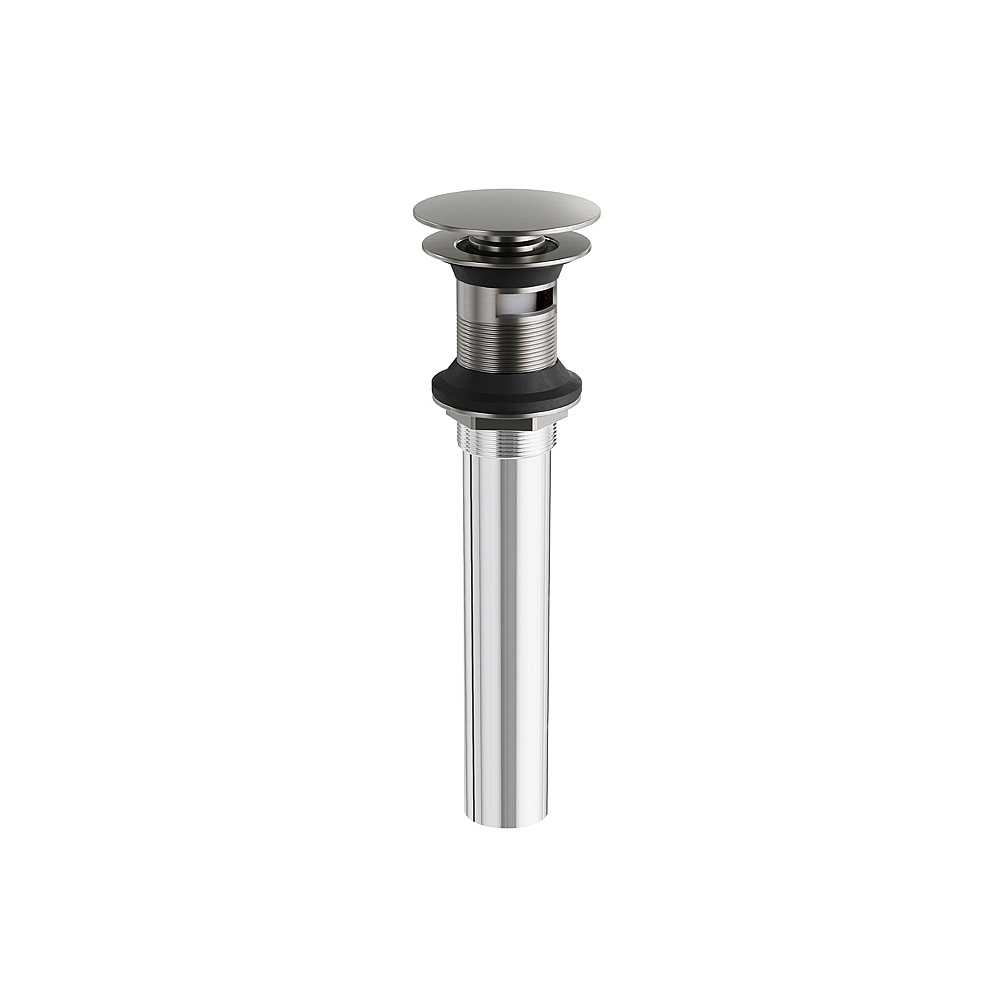 Aquabrass ABDR00899BNVD Round Pres Pop-Up Drain with Overflow - Brushed Nickel