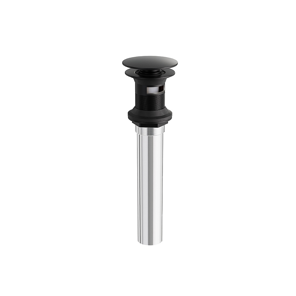 Aquabrass ABDR00899EBK Round Pres Pop-Up Drain with Overflow - Electro Black