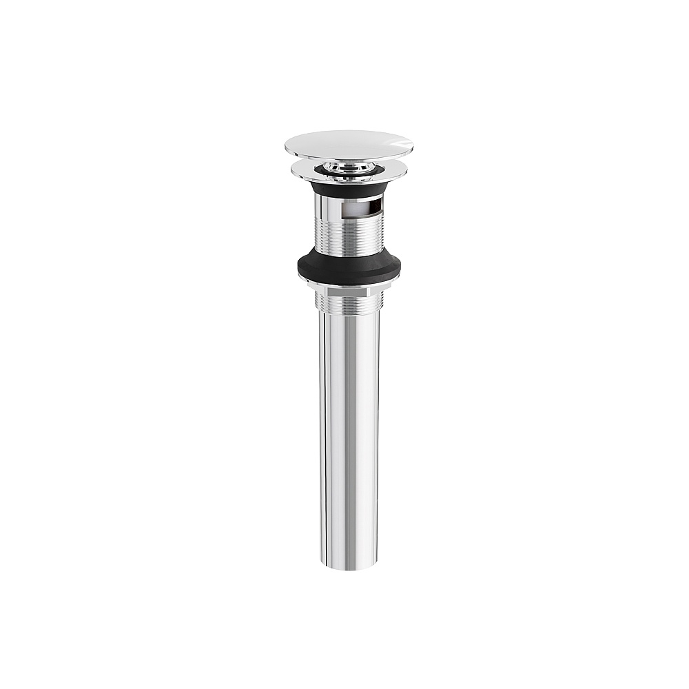 Aquabrass ABDR00899PC Round Pres Pop-Up Drain with Overflow - Polished Chrome