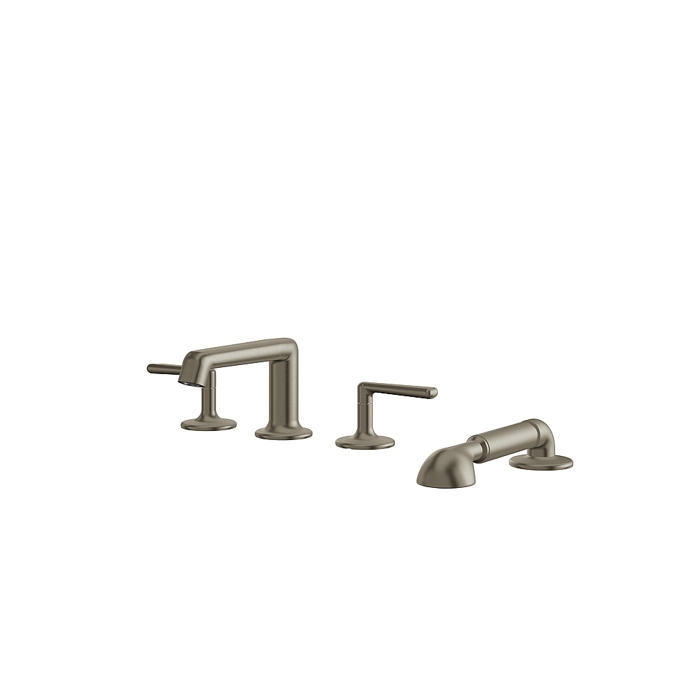 Aquabrass ABFB42018BBC Forum 4 Piece Deck Tub Filler with Handshower - Brushed Black Chrome