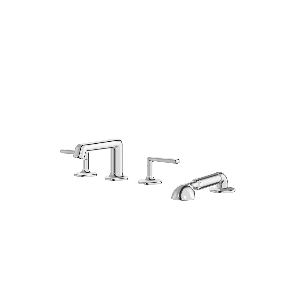 Aquabrass ABFB42018PC Forum 4 Piece Deck Tub Filler with Handshower - Polished Chrome