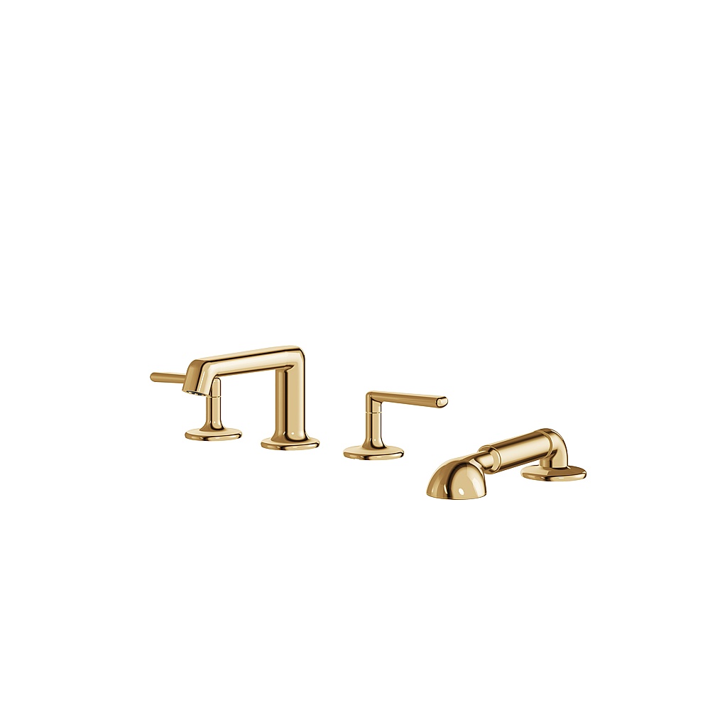 Aquabrass ABFB42018PGD Forum 4 Piece Deck Tub Filler with Handshower - Polished Gold