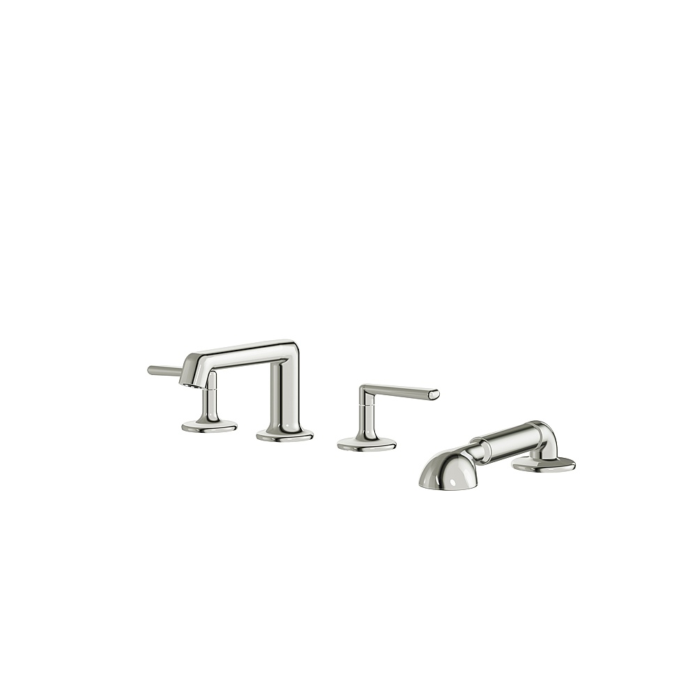 Aquabrass ABFB42018PN Forum 4 Piece Deck Tub Filler with Handshower - Polished Nickel