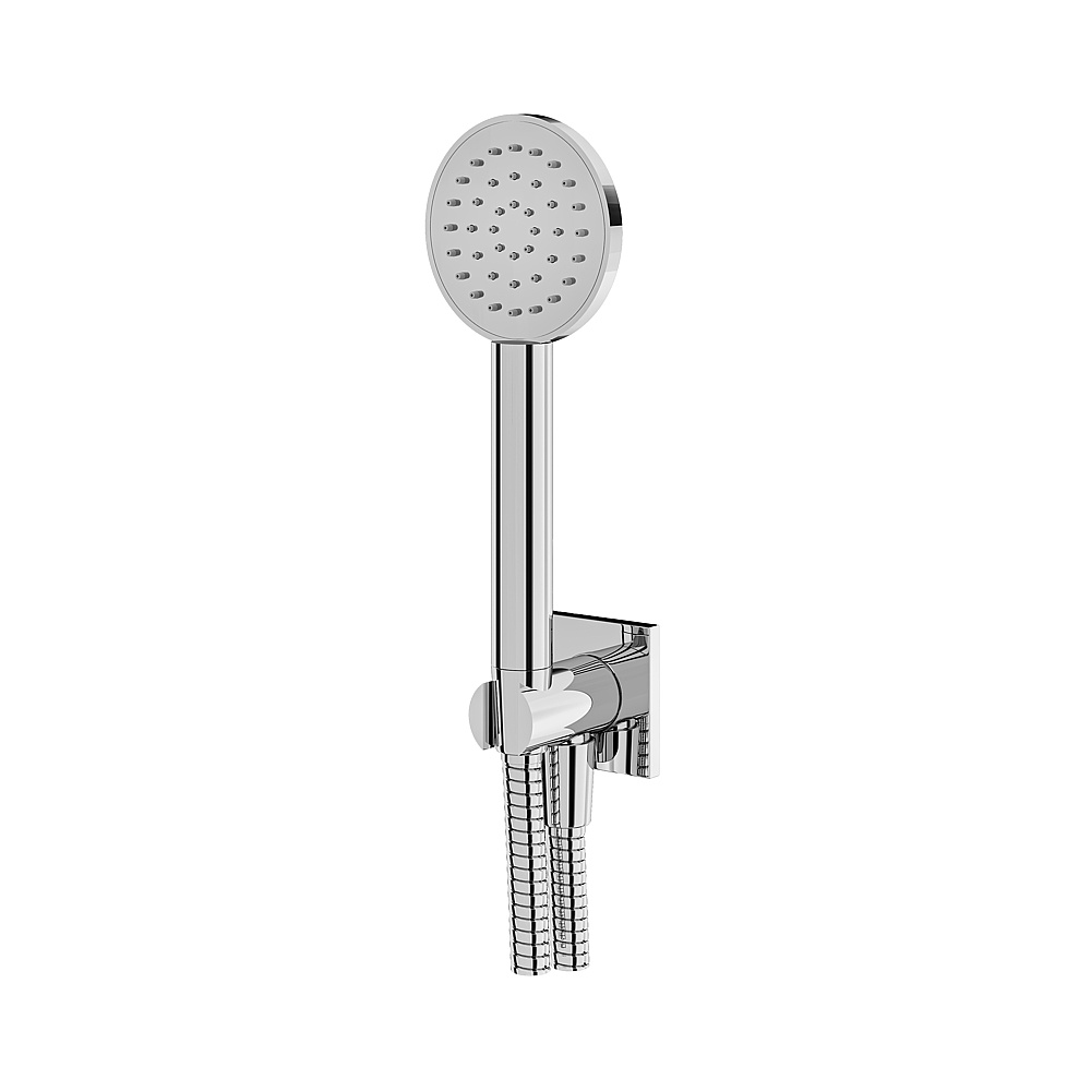 Aquabrass ABSCHSS375PC Round Handshower Set with Square Flange - Polished Chrome