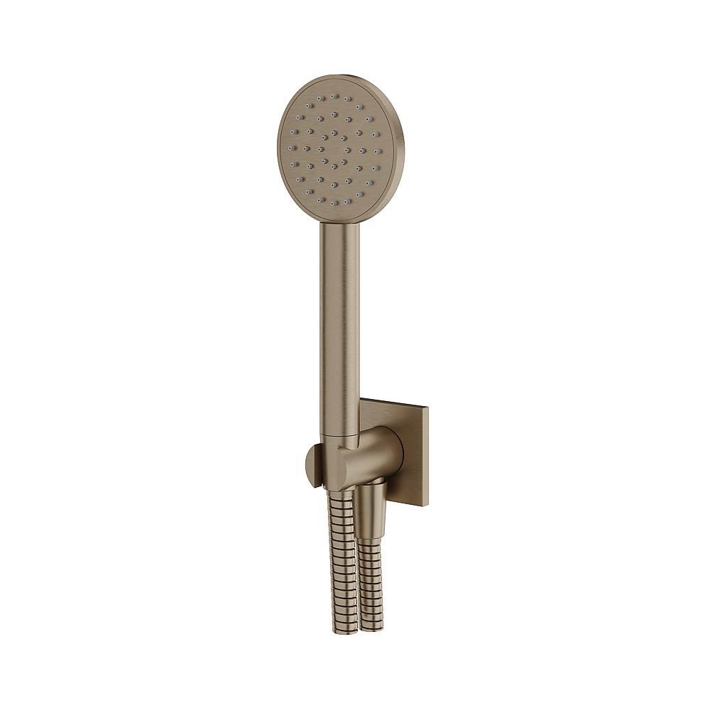 Aquabrass ABSCHSS375BN Round Handshower Set with Square Flange - Brushed Nickel