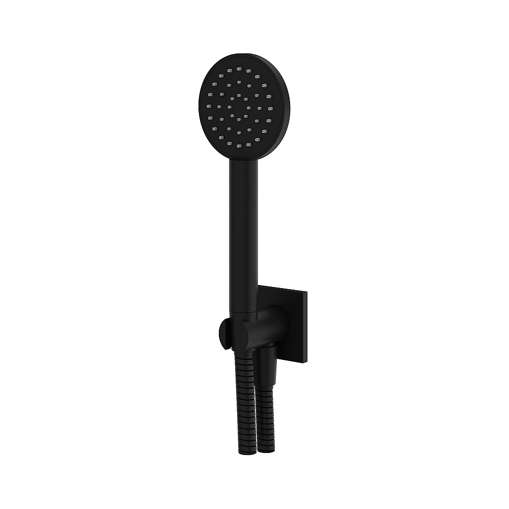 Aquabrass ABSCHSS375BK Round Handshower Set with Square Flange - Black