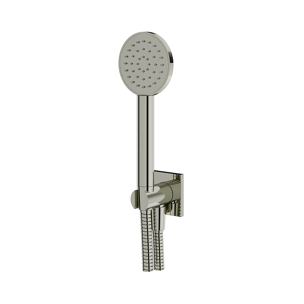 Aquabrass ABSCHSS375PN Round Handshower Set with Square Flange - Polished Nickel