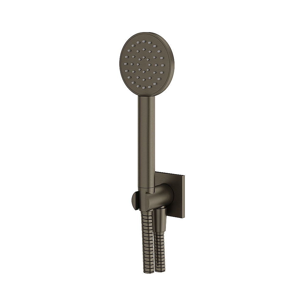 Aquabrass ABSCHSS375BBC Round Handshower Set with Square Flange - Brushed Black Chrome