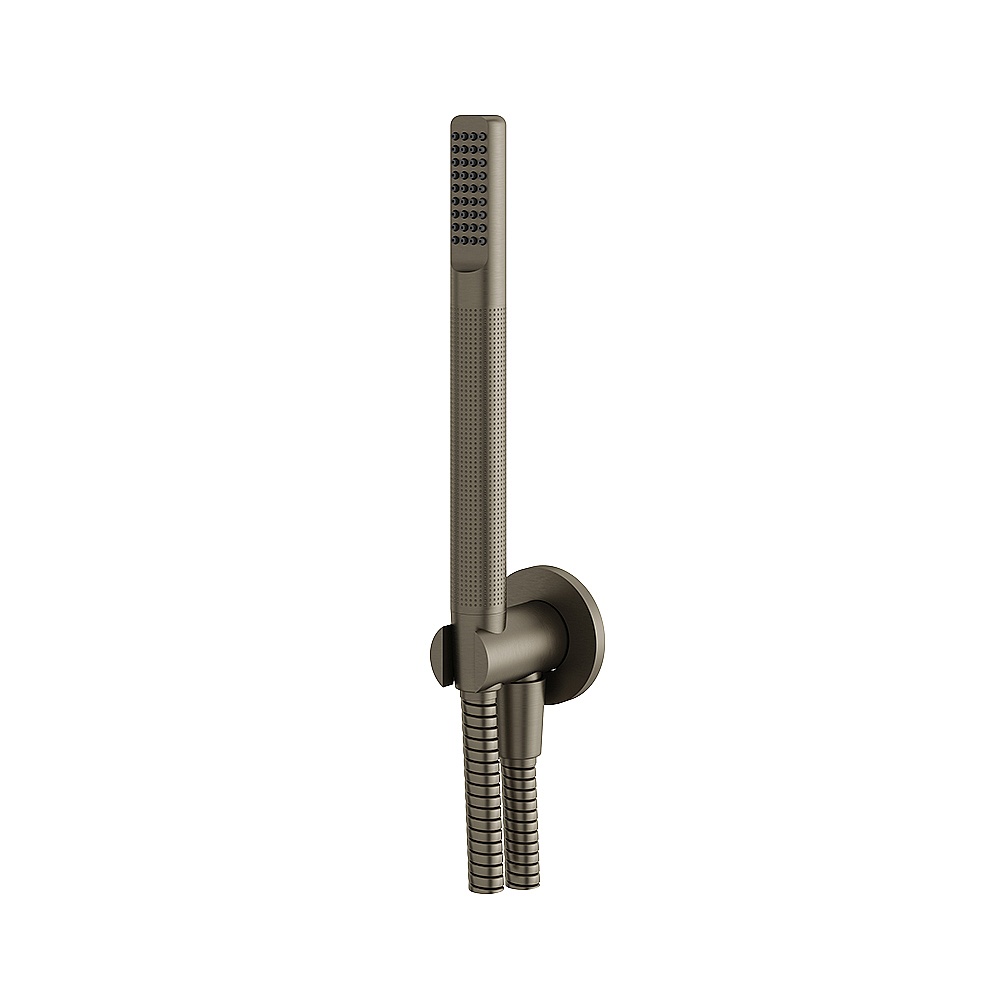 Aquabrass ABSCHSS364BBC Round Handshower Set with Tubular Shower - Brushed Black Chrome