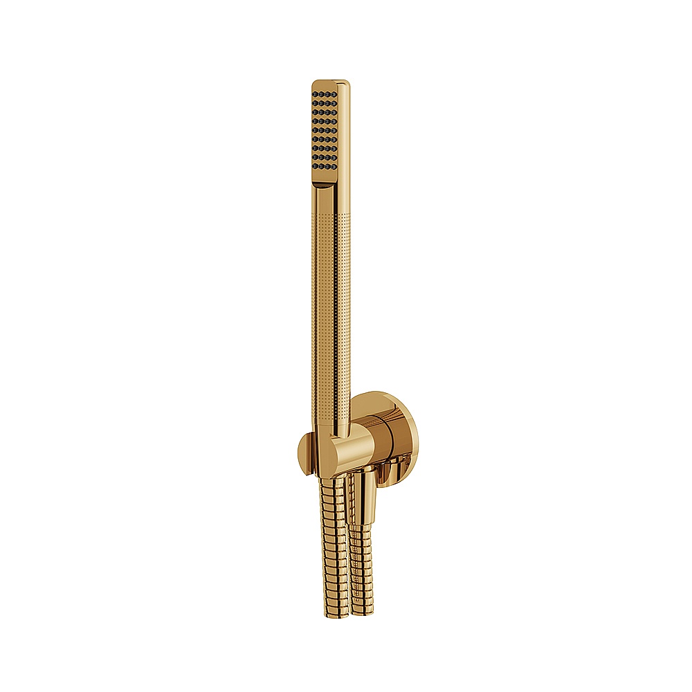 Aquabrass ABSCHSS364PGD Round Handshower Set with Tubular Shower - Polished Gold