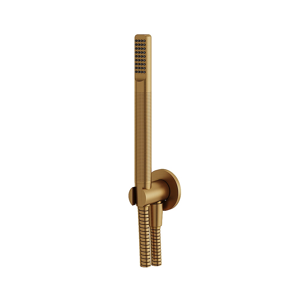 Aquabrass ABSCHSS364BGD Round Handshower Set with Tubular Shower - Brushed Gold