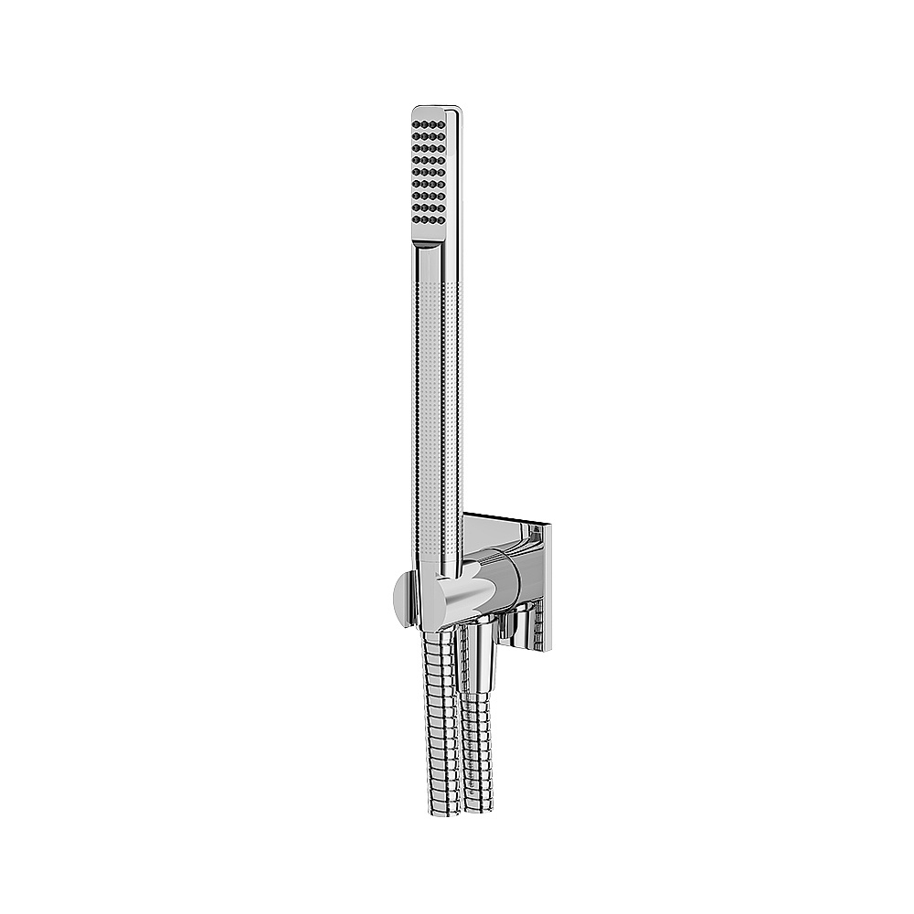 Aquabrass ABSCHSS374PC Round Handshower Set Tubular Handshower with Square Flange - Polished Chrome