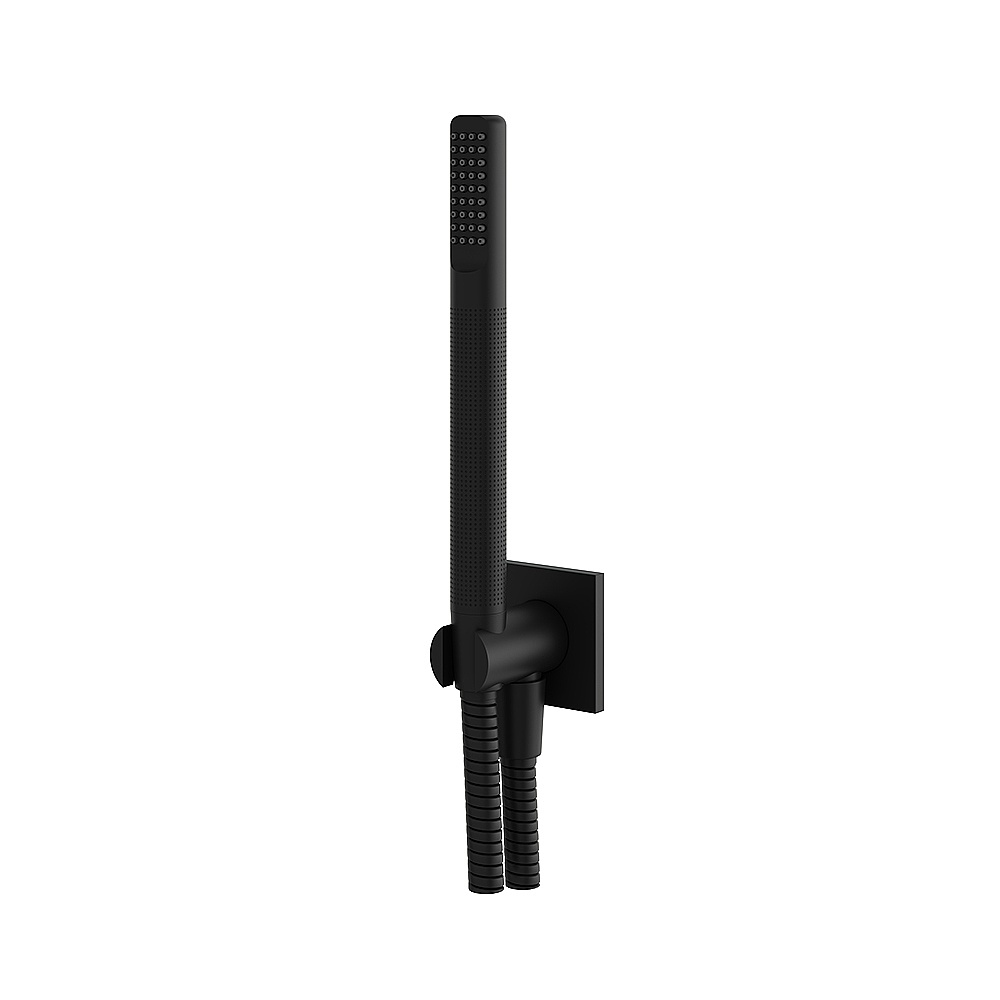 Aquabrass ABSCHSS374BK Round Handshower Set Tubular Handshower with Square Flange - Black