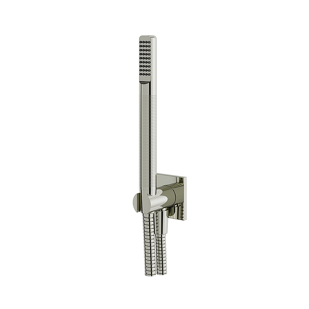 Aquabrass ABSCHSS374PN Round Handshower Set Tubular Handshower with Square Flange - Polished Nickel